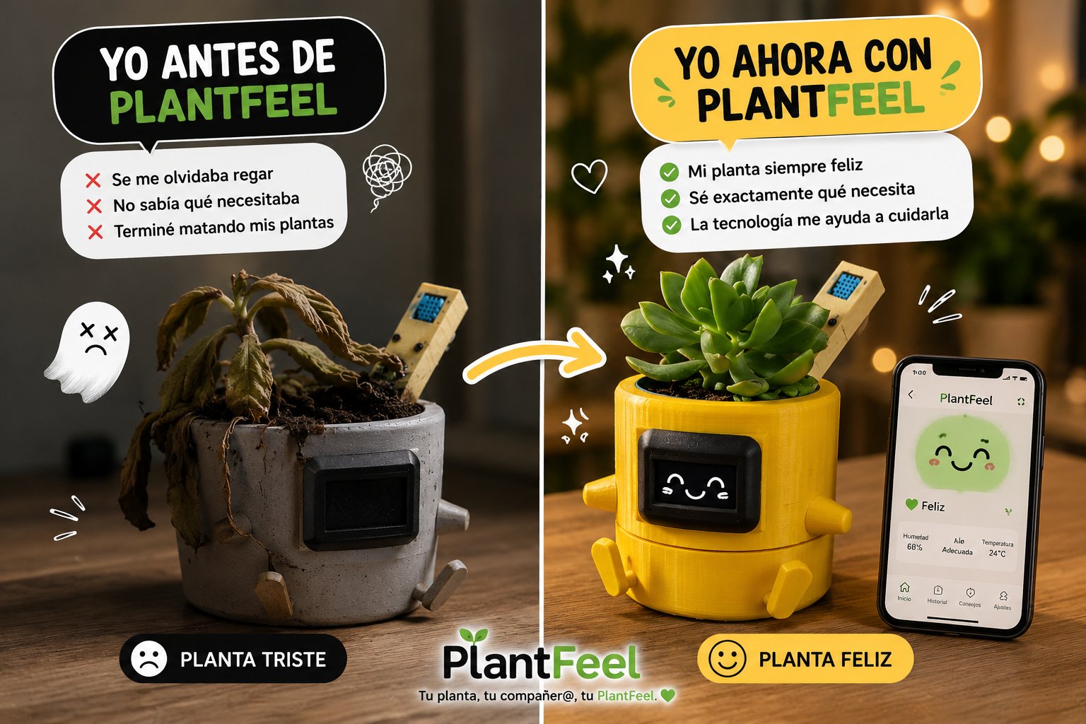 Antes y después de PlantFeel